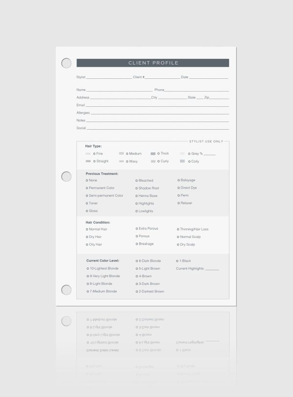 Stylist Client Profile Cards 80-Pack Supply
