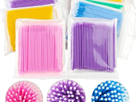 100Pcs Eyelash Cleaning Brush Lash Extension Micro Cotton Swab Fashion