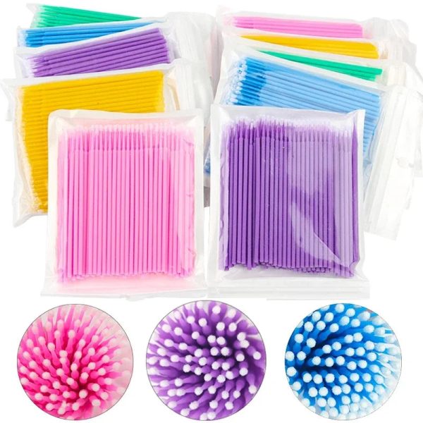 100Pcs Eyelash Cleaning Brush Lash Extension Micro Cotton Swab Fashion