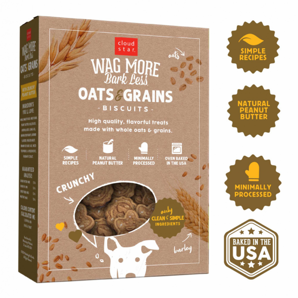 Cloud Star Wag More Bark Less Oats & Grains Crunchy Peanut Butter Dog Treats Online now