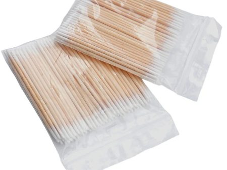 300 500pcs Double Head Cotton Swab Medical Wood Sticks Nose Ears Clean Hot on Sale