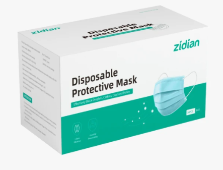 DISPOSABLE FACE MASK, 3-PLY - 50PC For Sale