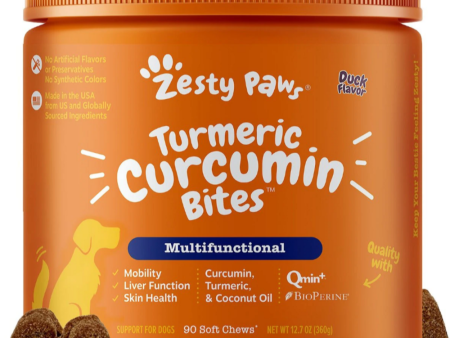 Zesty Paws Turmeric Curcumin Bites Joint & Immune Health Duck Soft Chews for Dogs Online Hot Sale