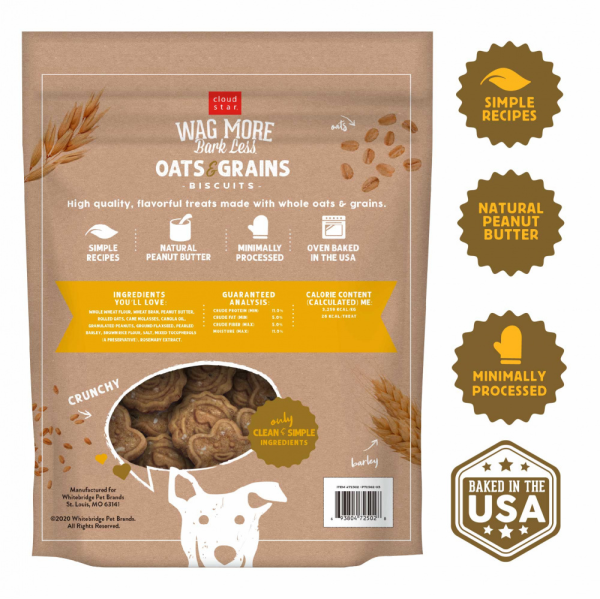 Cloud Star Wag More Bark Less Oats & Grains Crunchy Peanut Butter Dog Treats Online now