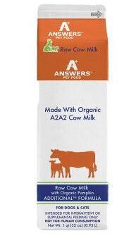 Answers Additional Raw Cow Milk with Organic Pumpkin - Quart on Sale