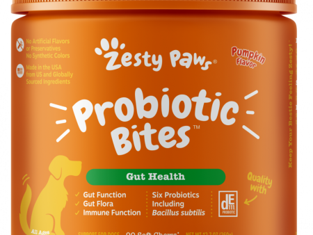 Zesty Paws Probiotic Bites with Digestive Enzymes Pumpkin Soft Chews for Dogs Online Sale