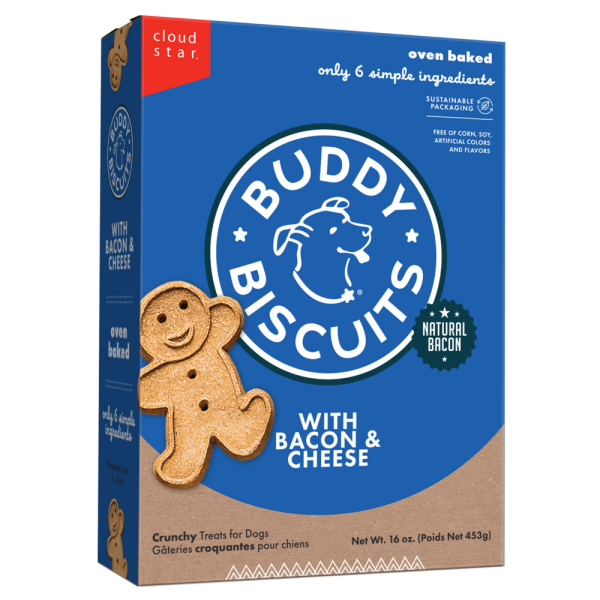 Buddy Biscuits Crunchy Bacon & Cheese Dog Treats Hot on Sale