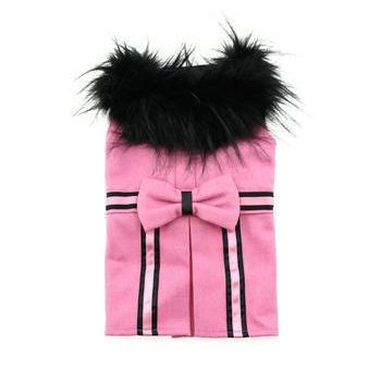 Wool Fur-Trimmed Dog Harness Coat - Pink Online Sale