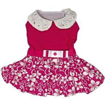 Doggie Design -  Pink Hibiscus Dog Dress with Matching Leash on Sale