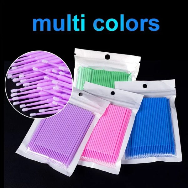 100Pcs Eyelash Cleaning Brush Lash Extension Micro Cotton Swab Fashion