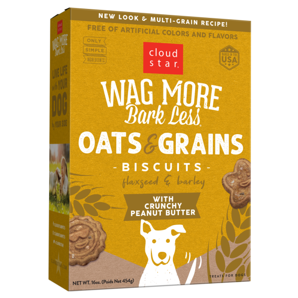 Cloud Star Wag More Bark Less Oats & Grains Crunchy Peanut Butter Dog Treats Online now