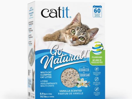 Catit Go Natural! Pea Husk Mix Multi-Cat Clumping Cat Litter Vanilla Hot on Sale