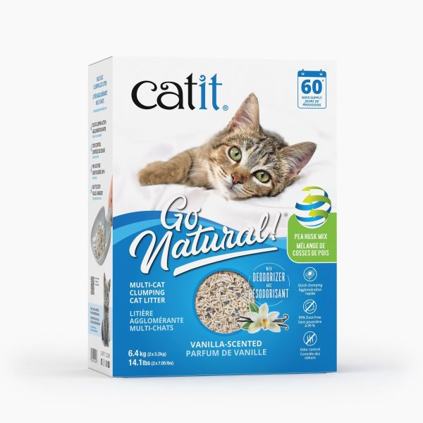 Catit Go Natural! Pea Husk Mix Multi-Cat Clumping Cat Litter Vanilla Hot on Sale