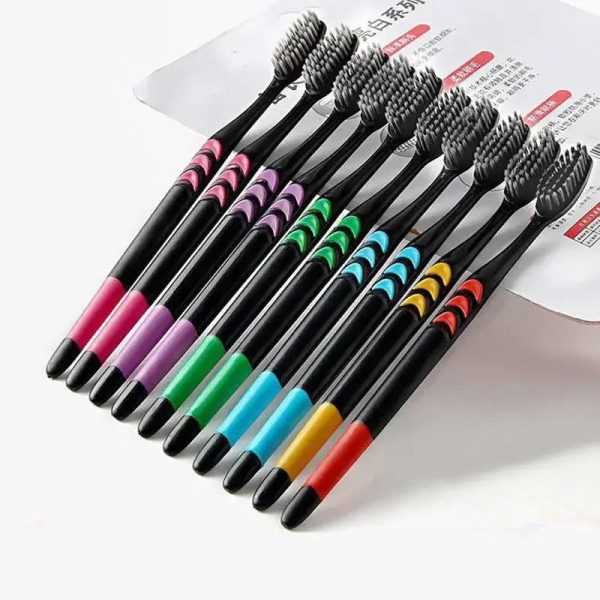 10 Pieces Packed Soft Bristle Bamboo Charcoal Black Hair Ultra-Fine Online now