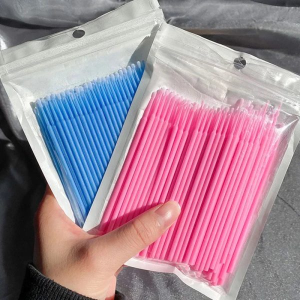 100Pcs Eyelash Cleaning Brush Lash Extension Micro Cotton Swab Fashion