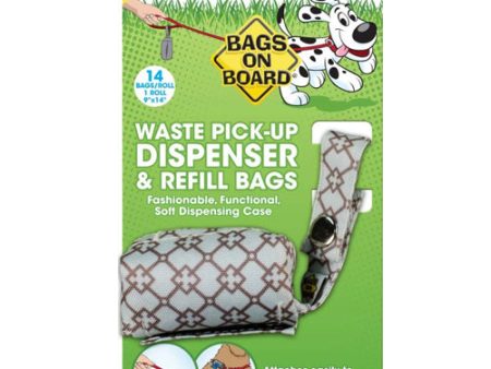 Bags on Board Fashion Waste Pick-up Bag Dispenser Blue, 1 Each 14 Bags, 9 In X 14 in by Bags On Board For Sale